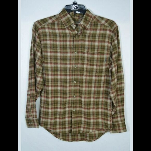 WOVERINE PLAID SOFT COTTON BROWN RED LONG SLEEVE S - Picture 1 of 8